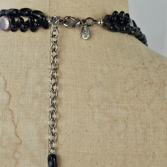 Chicos Oriental woman pendant double strand black stones - Picture 5 of 5